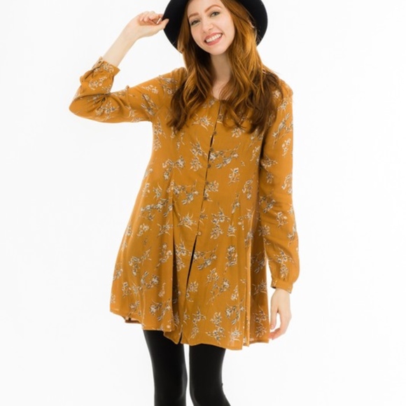 Mustard Floral Tunic - Picture 1 of 1